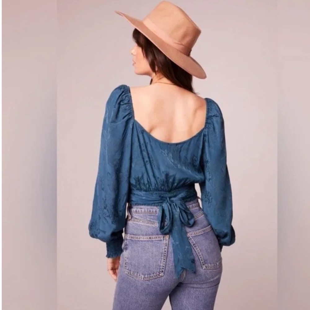 Band Of The Free CAMILLE DEEP TEAL CROSSOVER CROP TOP - Picture 2 of 7